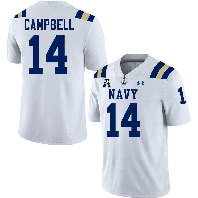 Navy Midshipmen #14 Jaxson Campbell College Football Jerseys Stitched-White